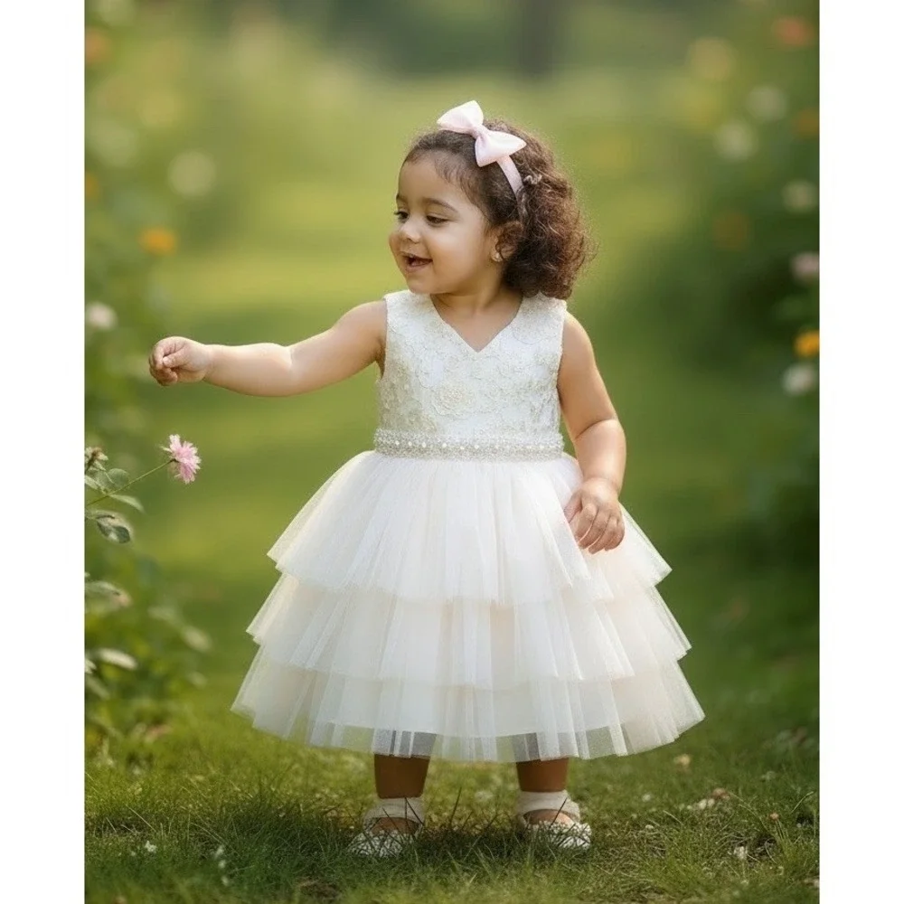 American Princess‎ Baby Girl Dress Pale Pink Pearl Bling Size 18 Months 18m EUC